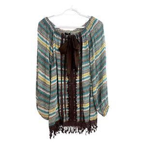 Ryu long sleeved balloon sleeved boho floral cotton floral  ￼ embroidered blouse